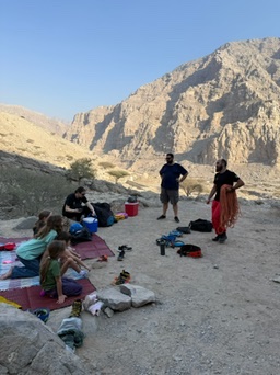 Outdoor group briefing in the mountains