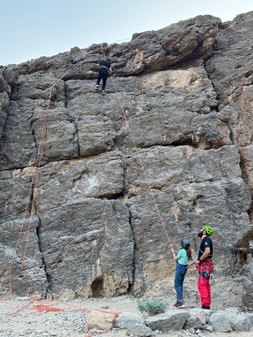 Climber on a rock wall